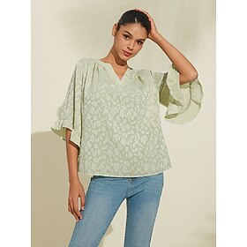 Chiffon Mesh Sleeve Ruffle Peplum Shirt